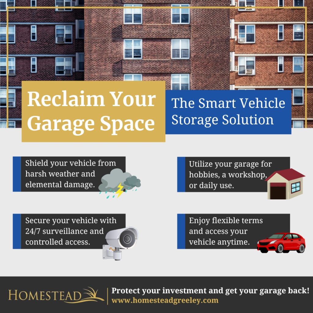 Infographic that lists the perks of vehicle storage