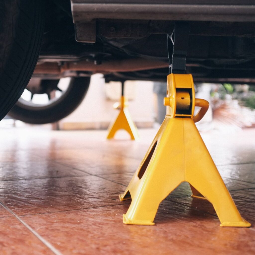 car on jack stands