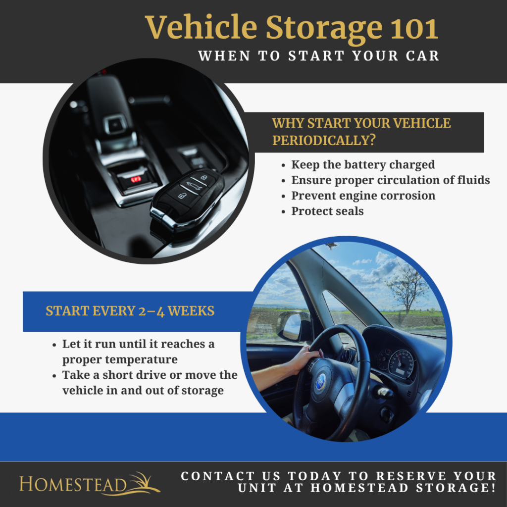 infographic that talks about why it is important to start a stored vehicle