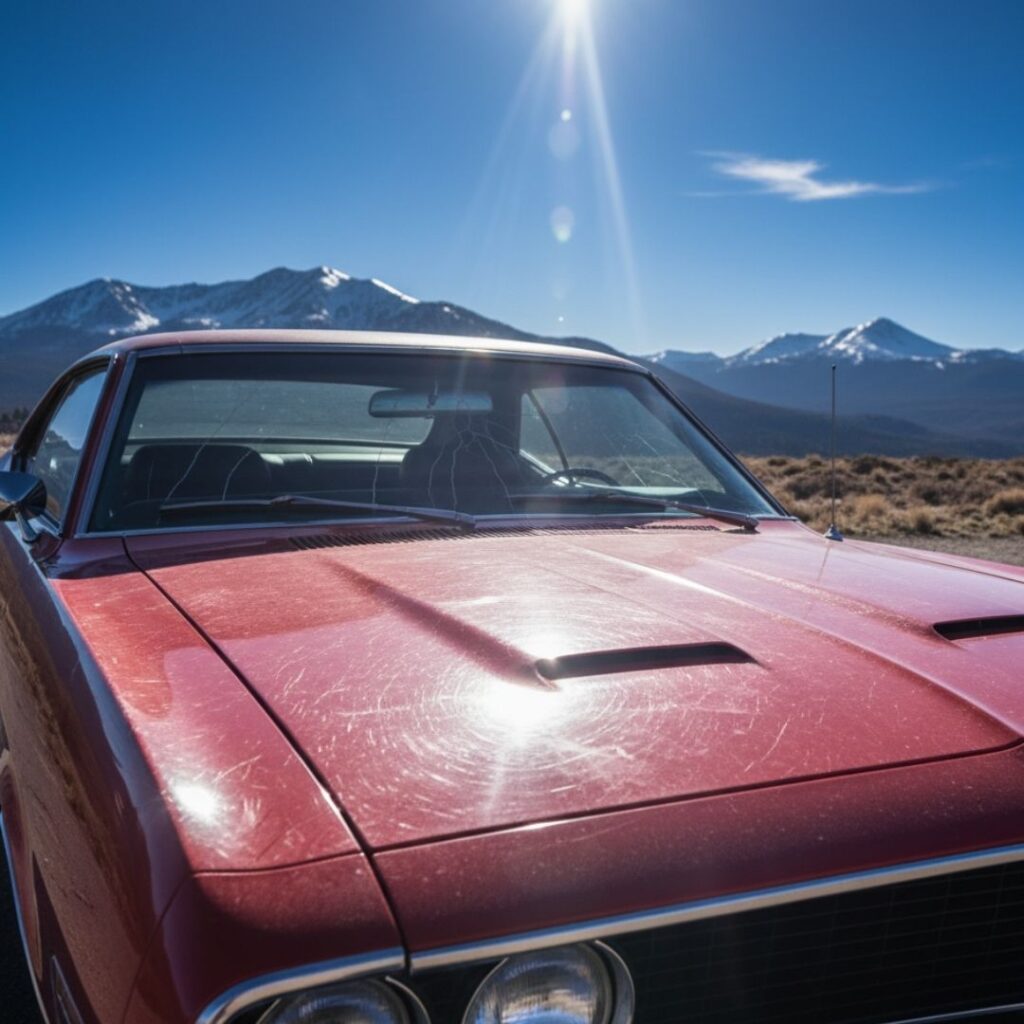 sun that is shining on a car